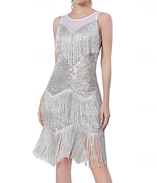 ieftine -Set de dans latino, rochie de concurs de dans pentru femei, cu franjuri, costum de dans latin, tango, salsa, strălucitor
