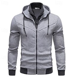 abordables -Hombre Sudadera Sudadera con capucha y cremallera completa Negro Rojo Gris Claro Gris Oscuro Con Capucha Plano Bolsillo Deporte Diario Festivos Poliéster Ropa de calle Básico Casual Primavera Otoño