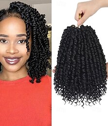 economico -Capelli intrecciati a passione pre-intrecciati, confezione da 8, 112 ciocche, capelli intrecciati a passione pre-anellati per donne, extension sintetiche a trecce corte a passione all'uncinetto