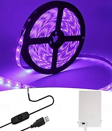 economico -striscia di luce nera a led uv striscia di luce a led viola interfaccia usb con interruttore o scatola batteria smd2835 380-400nm led uv lampada a luce nera non impermeabile adatta per danza