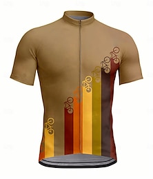 abordables -Homme Maillot de cyclisme Manche Courte Cyclisme Maillot Top avec 3 poches arrière Résistant aux UV Séchage Rapide Fermeture Éclair Frontale Bandes réfléchissantes Kaki Des sports Vêtement Tenue