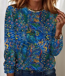 levne -Dámské tričko s krátkým rukávem ležérní tisk běžné tops každodenní modré oblohy modré jaro podzim