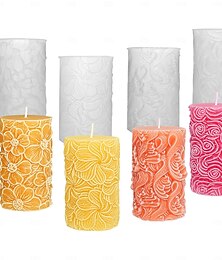 levne -Sada 4 silikonových forem na svíčky - vytvářejte jedinečné vzory s propracovanými vlnami, jemnými růžemi, rozmarnými květinami větrného mlýna a jemnými sedmikráskami - ideální pro výrobu uměleckých