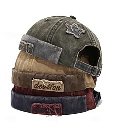 abordables -Casquette rétro en coton délavé pour homme avec patch étoile – chapeau vintage ajustable sans bord pour les sorties décontractées de style urbain et le streetwear
