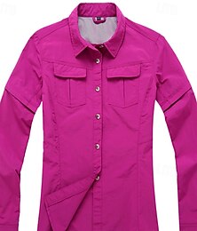 abordables -Mujer Camisa para senderismo Manga Larga Cuello Vuelto Camiseta Al aire libre Impermeable Resistente al Viento Ligero Nailon Verde Ejército Caqui Rosa Rojo Corriendo Camping / Senderismo