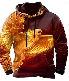 levne -Pánské Phoenix Kapucky Mikina Kapuce Dlouhý rukáv Mikina s kapucí Tričkový Chladný 3D tisk Klub Streetwear Černá Žlutá Šňůrky Podzim Zima Návrhář