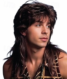 economico -Parrucche mullet per uomo, Joe Dirt, parrucca emo anni '80 e '90, costumi, accessori per feste di fantasia, parrucca per cosplay, Halloween, uomo