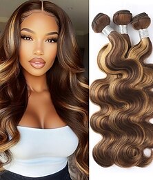 abordables -Lot de 3 extensions de cheveux humains ondulés couleur piano P4/27, 25,4 à 71,1 cm, pour femmes noires