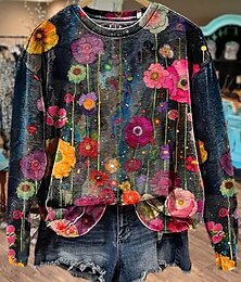 economico -Per donna Felpa Pullover Floreale Grafico Caldo Attivo Vintage Manica Lunga Girocollo Top Regolari Streetwear Abbigliamento Quotidiano Casuale Stampato Nero Rosa Blu Verde Primavera Autunno Inverno