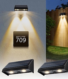 abordables -Luces solares para cercas, luces de pared, blanco cálido y modo cíclico RGB. Luces solares ambientales impermeables para patio, ideales para patios, barandillas, escalones, terrazas, escaleras,