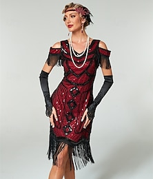 economico -Retrò Vintage Anni Ruggenti Anni 1920 Abito Flapper Vestito Abiti Il grande Gatsby Invitato al matrimonio Paillettes Frangia con nappe Per donna Natale Halloween Carnevale Festa & Sera Ricevimento di