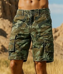 baratos -Homens Bermuda Cargo Shorts de caminhada camuflagem Verão Ao ar livre Normal Secagem Rápida Leve Elástico Respirável Calção ダークカーキ Verde Tropa Algodão Tênis Golfe Corrida 29 30 31 32 34