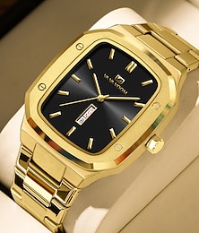 abordables -Relojes de pulsera para hombre de la mejor marca va va voom, de lujo, resistentes al agua, dorados, negros, plateados, con fecha y semana, reloj cuadrado de acero inoxidable para hombre.