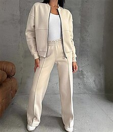 olcso -Női Melegítő melegítőben Activewear szett Ősz Zseb Egyszínű Ruházat Fekete Fehér Tornaterem Edzés Sportok Melegen tartani Szélbiztos Mekano Hosszú ujj Sport Sportruházat Mikroelasztikus Normál