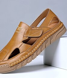 abordables -Sandales d'extérieur marron à enfiler pour hommes avec brides élastiques et tige en mesh respirant pour les aventures estivales