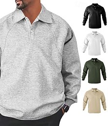 economico -Per uomo Felpa Polo Felpa con cappuccio abbottonata Nero Bianco Verde Cachi Grigio Bavero Semplice Patchwork Sport & Outdoor Casuale Quotidiano Streetwear Cool Designer Primavera & Autunno