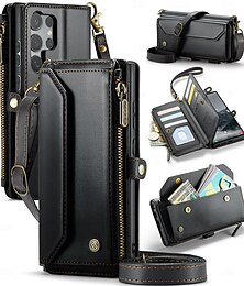 abordables -téléphone Coque Pour Samsung Galaxy S25 Ultra A55 A35 A25 A15 5G A72 A52 A32 A22 A12 S10 Plus Étui Portefeuille avec Lanière Avec Dragonne Support TPU faux cuir