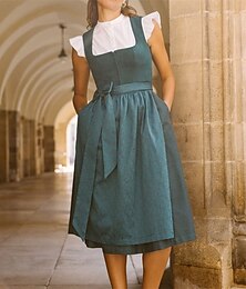 economico -Birra Oktoberfest Oktoberfest Vestito Dirndl Abiti tradizionali Cameriera Bavarese Tedesco Prati Per donna Carnevale Feste Festa della birra Panno in stile tradizionale Vestito Grembiule Senza