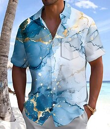 economico -Per uomo Geometrico Astratto Marmo Camicia Camicia Estiva Camicia con Bottoni Manica Corta Moda Casual All'aperto Vacanza Abbigliamento Quotidiano Estate Primavera Collo ripiegato Stampa 3D camicie