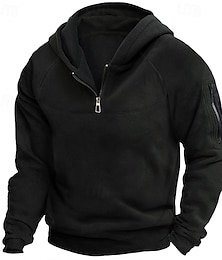 abordables -Hombre Sudadera Sudadera con capucha y cremallera de un cuarto Negro Con Capucha Plano Bolsillo Deporte Diario Festivos Poliéster Ropa de calle Básico Casual Primavera & Otoño Ropa Sudaderas con