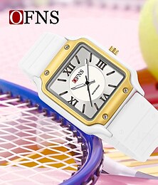 お買い得  -ofns 7501 レディース＆メンズクォーツウォッチ ファッション クリエイティブ スクエアダイヤル 防水 ローマンスケール レディース ファッション クォーツウォッチ
