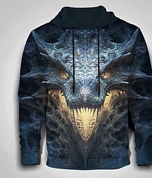 economico -Per uomo Drago 3D Felpe con cappuccio Felpa Felpa con cappuccio Felpa con cappuccio Girocollo Cool Stampa 3D Club Abbigliamento casual alla moda Nero Blu Coulisse Autunno Inverno progettista