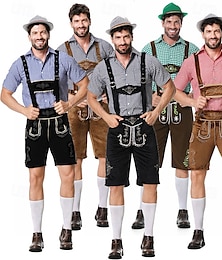 economico -Oktoberfest Lederhosen Camicia Cappello alpino Bavarese Tedesco Alpino Prati Per uomo Feste Festa della birra Panno in stile tradizionale