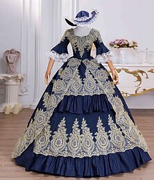 abordables -ancien Rococo Renaissance Maxi Robe Normal Juliette Princesse Mariée Plissé Volanté Princesse Col rond Femmes Halloween Carnaval Mascarade Performance Soirée Halloween Adultes Toutes saisons