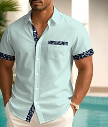 cheap -Men's Paisley Shirt Summer Shirt Button Up Shirt Short Sleeve Fashion Casual Outdoor Vacation Dailywear Summer Spring Turndown 3D Print Collared Shirts Front One Pocket White Pink Blue Dark Green
