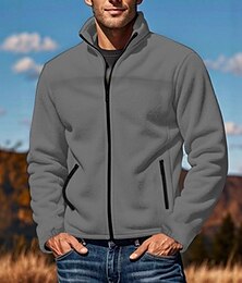economico -Per uomo Felpa con cappuccio e zip Felpa con zip Felpa con cappuccio in pile Nero Bianco Marrone Grigio Colletto Mao Semplice Con zip Tasca Frontale Sport & Outdoor Casuale Quotidiano Streetwear Cool