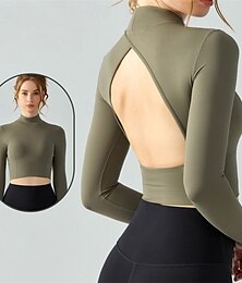 halpa -Naisten Urheilupaidat Ihoystävällinen Pehmeys Venyvä Tiukka istuvuus Pitkähihainen Urheilu Yhtenäinen väri Topit varten Pilates Tanssi Jooga Urheiluvaatteet