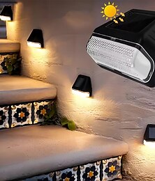 abordables -4 piezas, 2 piezas, 1 pieza de luz LED solar de pared para exteriores, seto, impermeable, decoración de jardín, piscina, impermeable, IPX, parque, escalera, escalón, valla, iluminación de césped