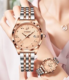 abordables -Reloj de cuarzo de moda para mujer con esfera circular, reloj de cuarzo digital novedoso romano px7, correa impermeable, calendario, correa de acero inoxidable, reloj de negocios para mujer, la mejor