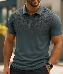 economico -Per uomo Per maschio Floreale Polo Maglione polo lavorato a maglia Manica Corta Collo ripiegato Colletto Polo Moderno Formale Lavoro Sport & Outdoor Bottoni Stampa Primavera Rosso rubino Bianco Blu