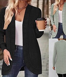economico -Per donna Giacca Casual Traspirante Confortevole Patchwork Moda Casual Semplice Vacanza Streetwear Casuale Abbigliamento quotidiano Aperto davanti Regolare Senza colletto Vestibilità regolare Manica