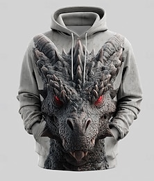 abordables -Hombre Graphic Dragón Sudaderas Sudadera Abrigos Sudadera con capucha Cuello Barco Fresco Impresión 3D Discoteca Ropa de calle Rojo Azul Piscina Correa Impresión 3D Otoño Invierno Diseñador