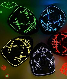preiswerte -LED-Licht emittierende Masken, gruselige Kostüm-Requisiten, Halloween-Rollenmasken, Maskenballmasken
