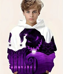 お買い得  -男の子 3D ゴースト パーカー 長袖 春 秋 ファッション ストリートファッション 子供 4〜12年 フード付き アウトドア カジュアル 日常 レギュラー