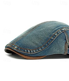 billiga -Herr Platt mössa Ascot hatt Newsboy hatt Svart Marinblå Denim Mode Ledigt Gata Dagligen Slät Justerbara Solskyddskräm Andningsfunktion