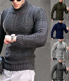 preiswerte -Herren Pullover Gerippt Zopfmuster Stricken Normale Oberteile Gestrickt Schmale Passform Einfarbig Rollkragen Strickware Moderne zeitgenössische Lässig Alltagskleidung Bekleidung Herbst Winter