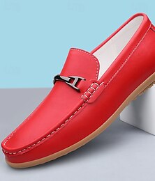 preiswerte -Rote Loafer aus Kunstleder für Herren, stilvolles Slip-On-Design mit bequemer, gepolsterter Innensohle, ideal für Business, Freizeit, Wochenenden und Reisen