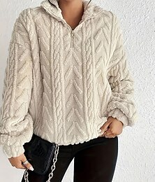 abordables -Mujer Pulóveres Pull-over Moda Color sólido Fornido Con Capucha De Punto Manga Larga Tops regulares Tejer Exterior Diario Festivos Albaricoque Otoño Invierno