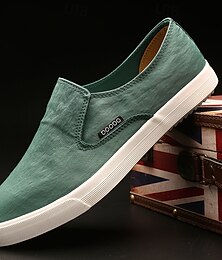 abordables -Baskets basses en toile vertes pour hommes, design minimaliste, pour un style streetwear décontracté, idéal pour le week-end et pour un usage quotidien confortable.