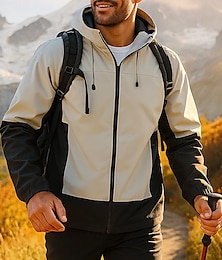 preiswerte -Herren Wanderjacke Sportjacke Regenmantel Außen Wasserdicht Atmungsaktiv Schnelltrocknend Leicht Wanderoutfits Wanderbekleidung Frühling Herbst Jacke Tennis Golfspiel Laufen Patchwork Dunkelgrau