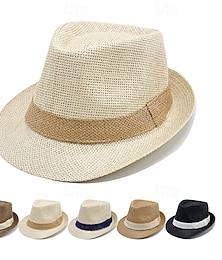 preiswerte -Britischer Jazzhut Sonnenschutzhut für Herren Hut Strandhut Strohhut Freizeithut