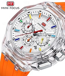 abordables -MINI FOCUS Hombre Relojes de cuarzo Lujo Esfera Grande Negocios Reloj de Muñeca Luminoso Calendario Fecha Semana IMPERMEABLE Gel de Sílice Reloj