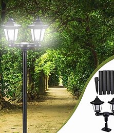 economico -Lampada da parete solare esagonale a doppia testa 2 in 1 &Lampada da terra, combinazione flessibile per uso esterno, impermeabile, decorativa, a energia solare, a LED, lampada di sicurezza per patio,