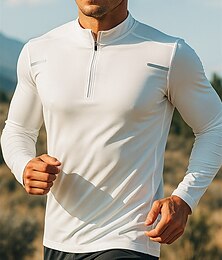 economico -Per uomo Top da corsa Maglia da corsa Zip a un quarto Manica Lunga Maglietta Traspirante Asciugatura Rapida Leggero Elastico Tennis Golf Corsa abbigliamento sportivo Abbigliamento sportivo Tinta unita