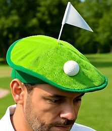 abordables -Divertida gorra de golf verde con pelota y bandera. Gorra de felpa suave y novedosa para hombres y mujeres. Perfecta para fiestas de golf, eventos de disfraces y regalos de broma.