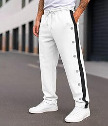 billiga -Herr Joggingbyxor Träningsbyxor med vida ben Joggare Långbyxor Träningsbyxor Snörning Elastisk midja Sidoknapp Slät Komfort Andningsfunktion Fullängd Utomhus Dagligen Utekväll Semester Mode Svart Vit